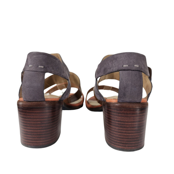 Eileen Fisher 10 Womens Sandals Heel Repeat Colorblock Orange Brown Open Strappy - Picture 7 of 12